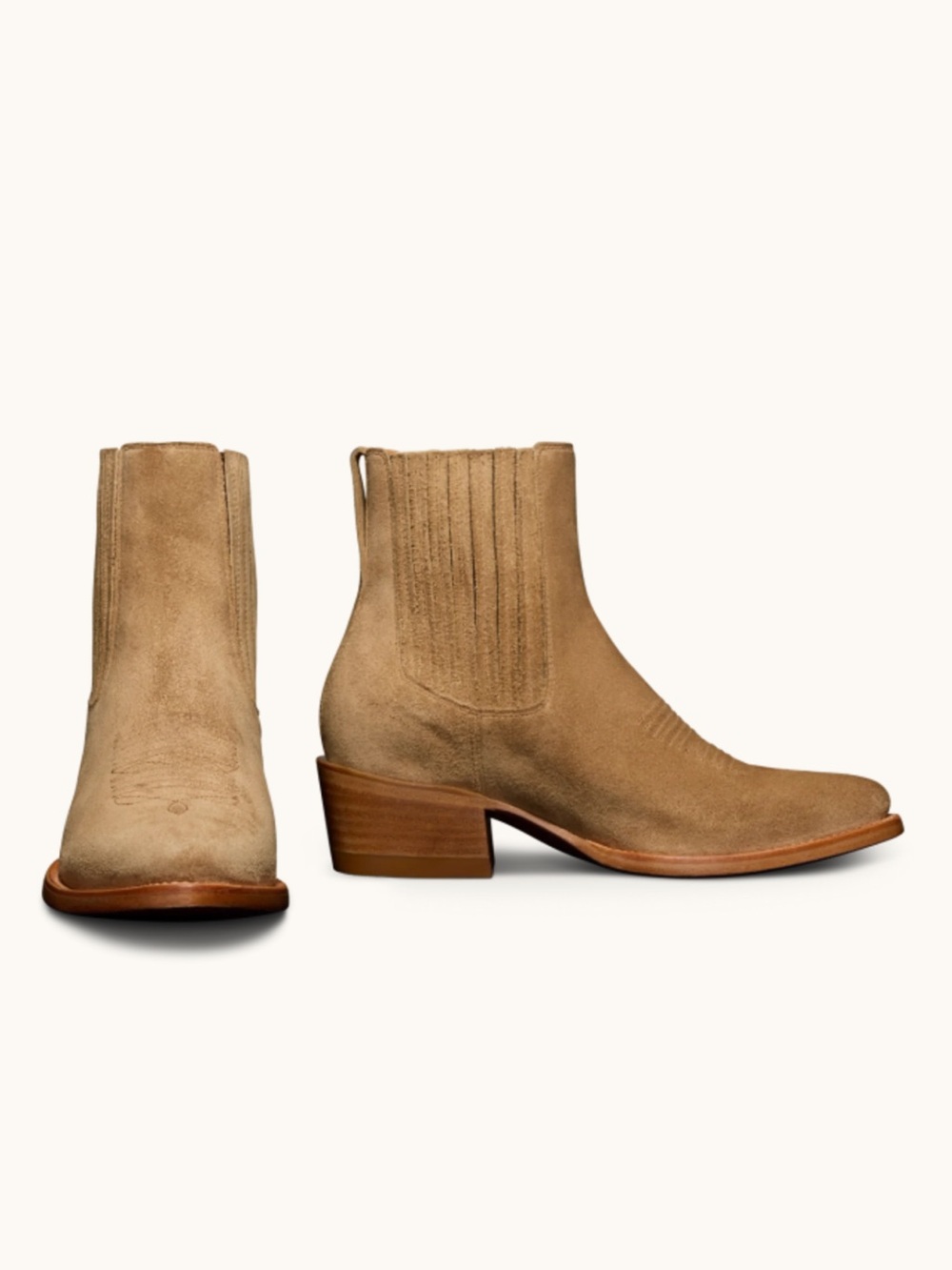 Tecovas Taylor Suede Booties in Latte